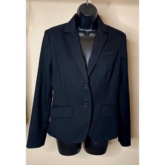 NY & Co Black Stretch Metallic Stripe Blazer Size 6 - Picture 3 of 16